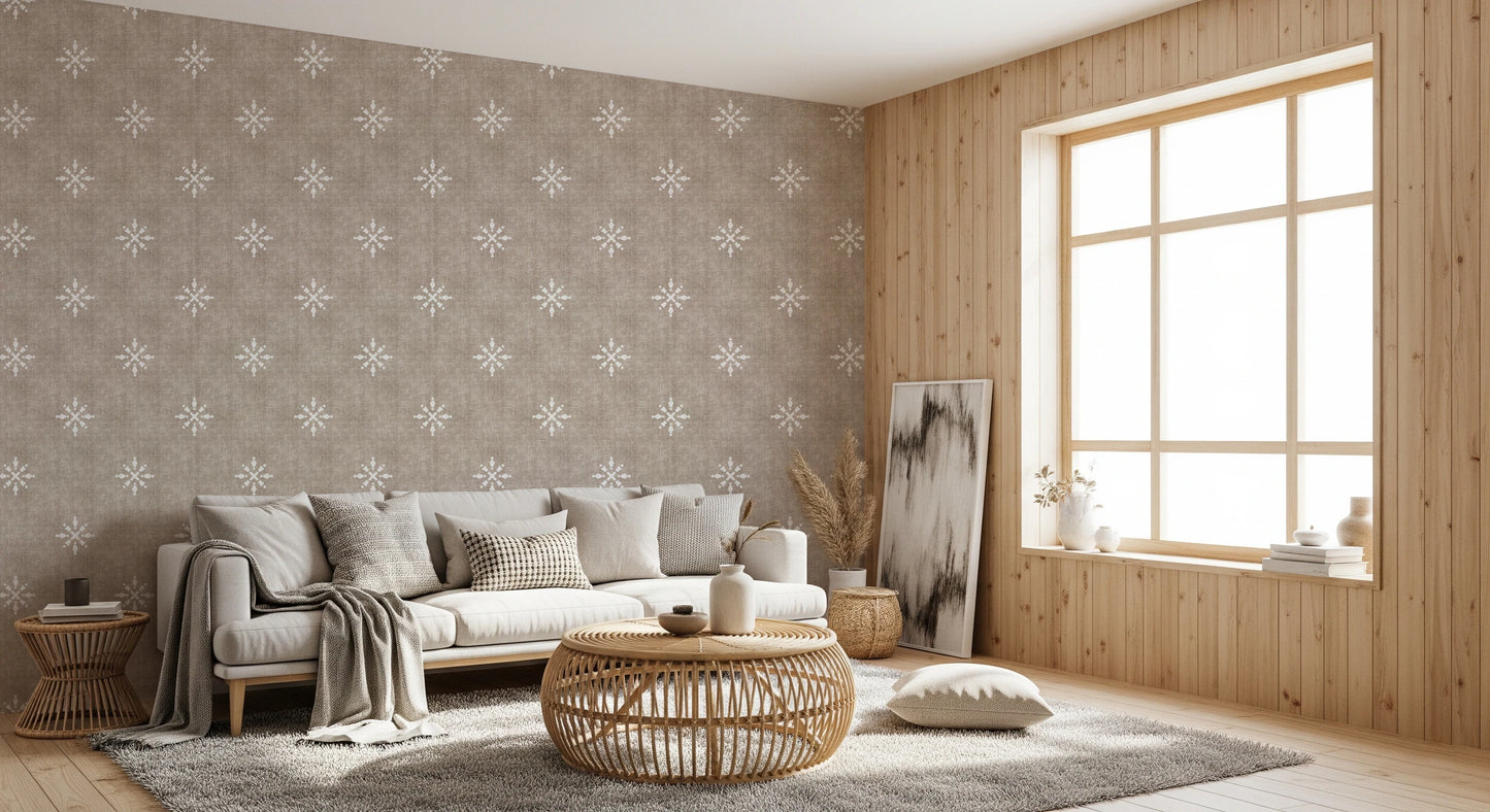 Boho Minimal Ornament Grunge Earthy Beige Wallpaper⁠