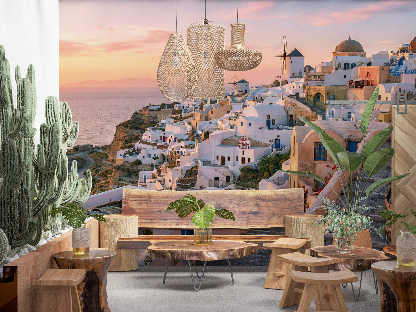 Santorini Sunset Wall Mural
