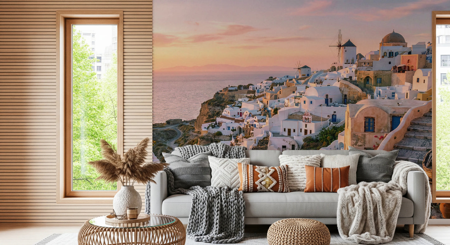Santorini Sunset Wall Mural