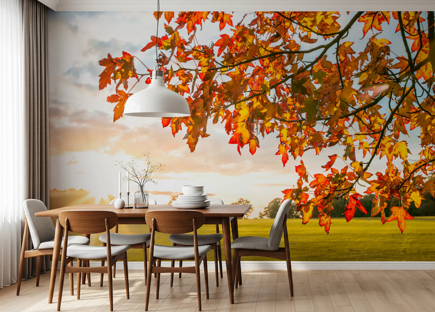 Autumn's Golden Symphony Wall Mural