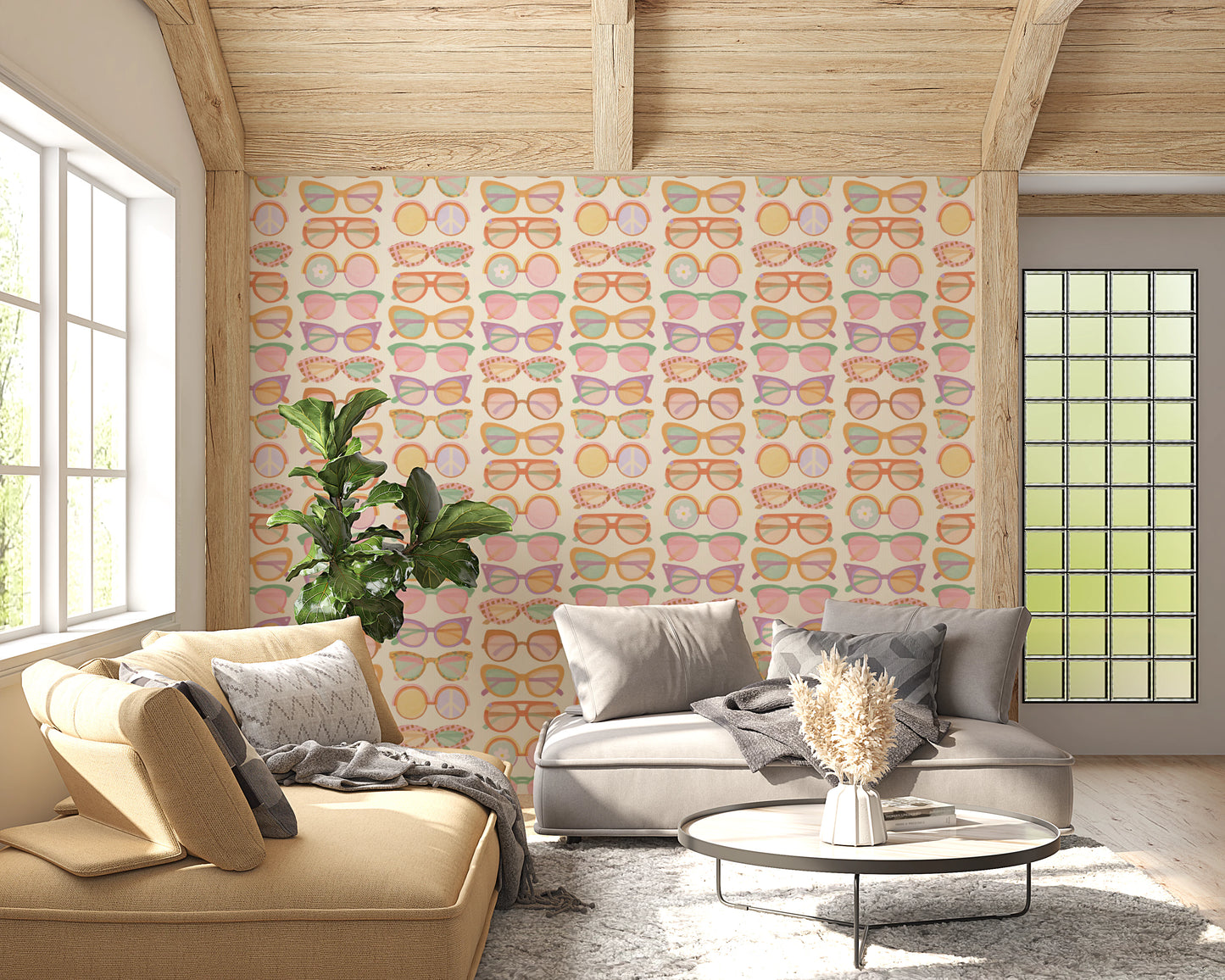 Shades of Cool  -  Mid-Mod Summer Muted Tones Wallpaper⁠