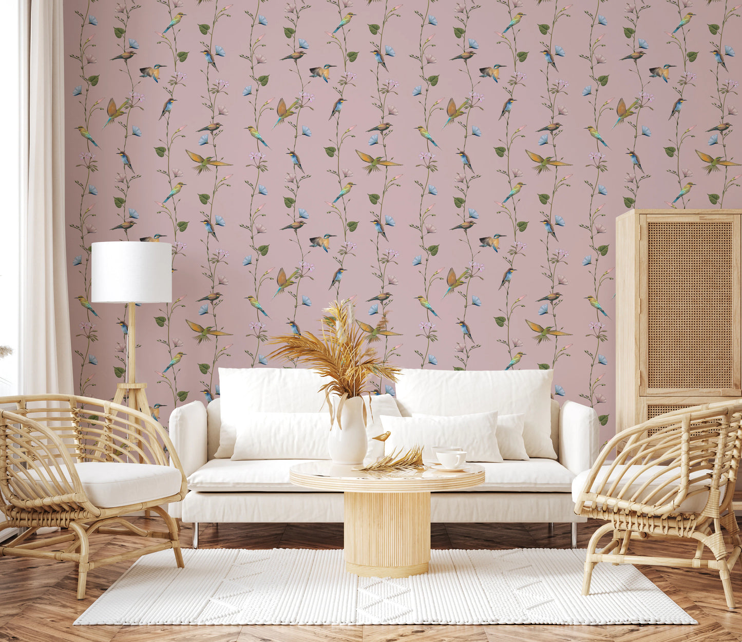 Charming Birds and Wildflowers Wallpaper⁠