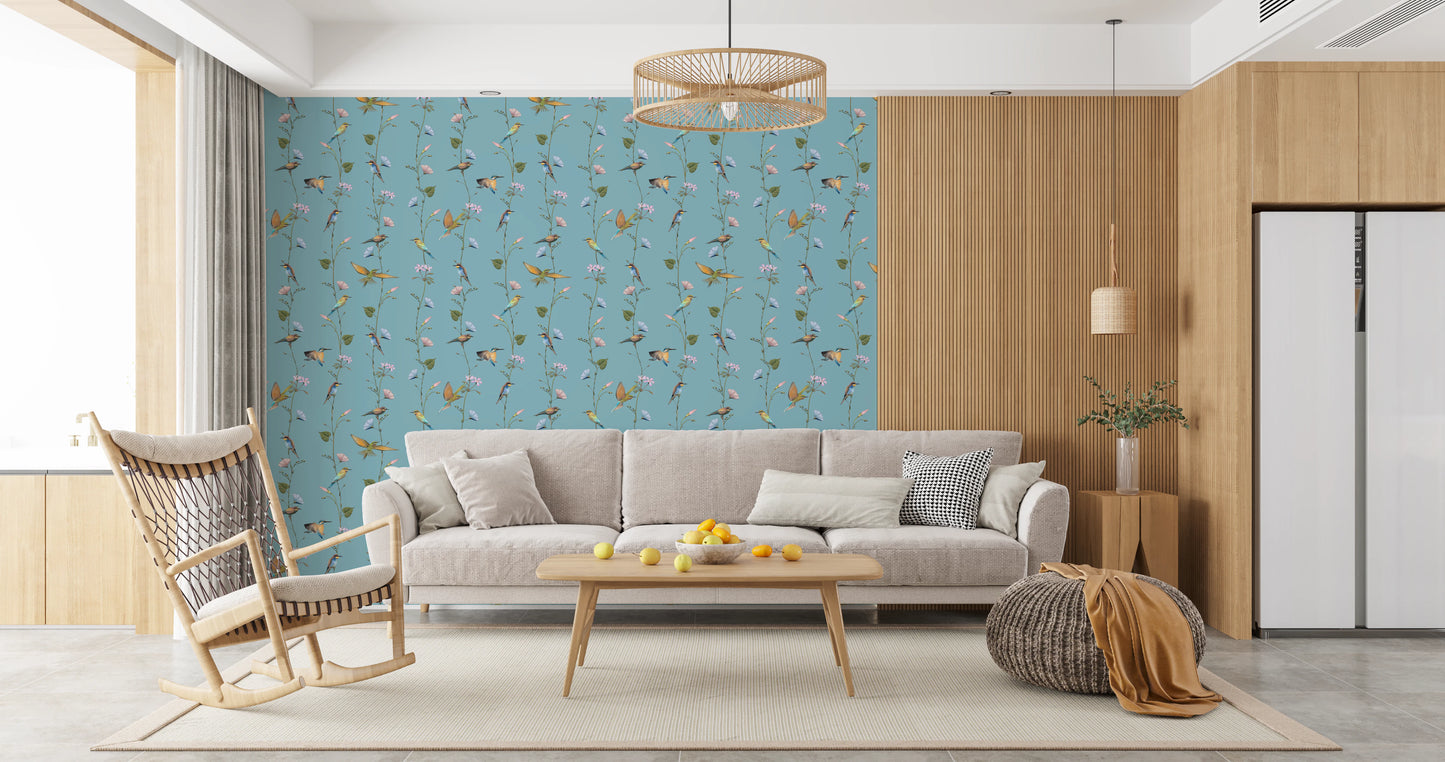 Vintage Birds and Morning Glories Wallpaper⁠