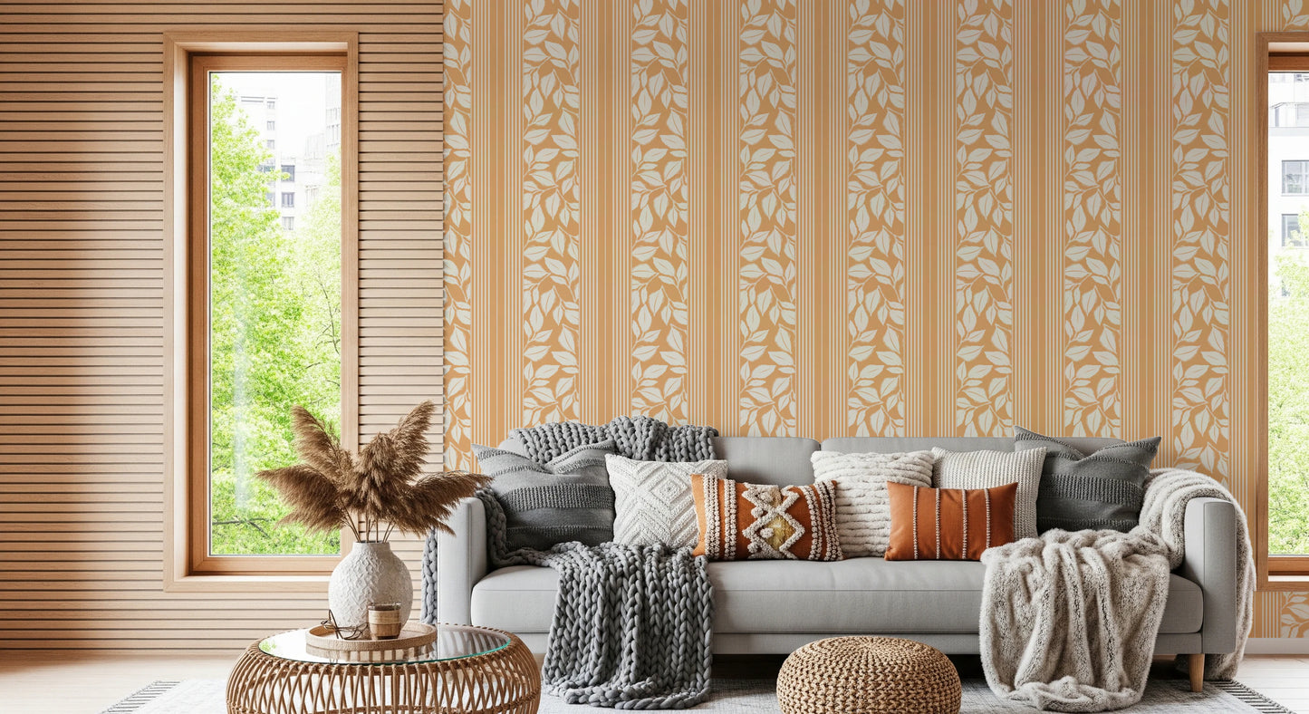 Vintage Trailing Foliage Golden Wallpaper⁠