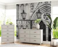 Living room nook with Gothic Light Wall Mural and classic cathedral motifs, GD8889