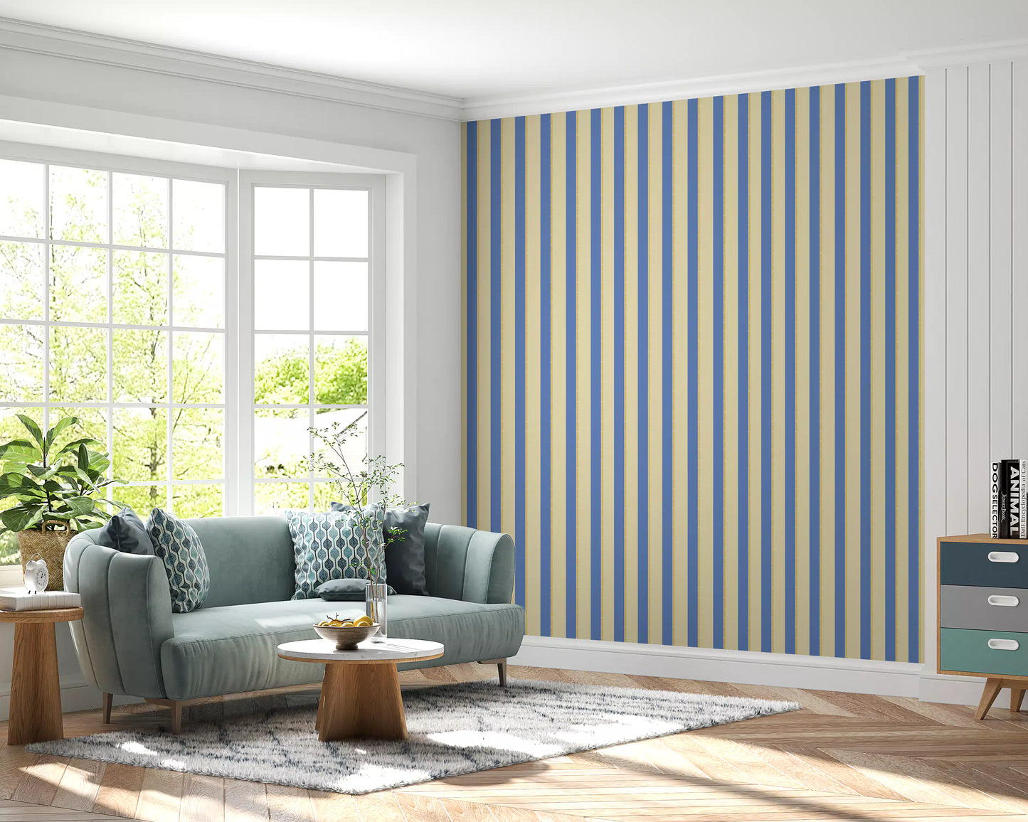 Blue and yellow Candy stripes Wallpaper⁠