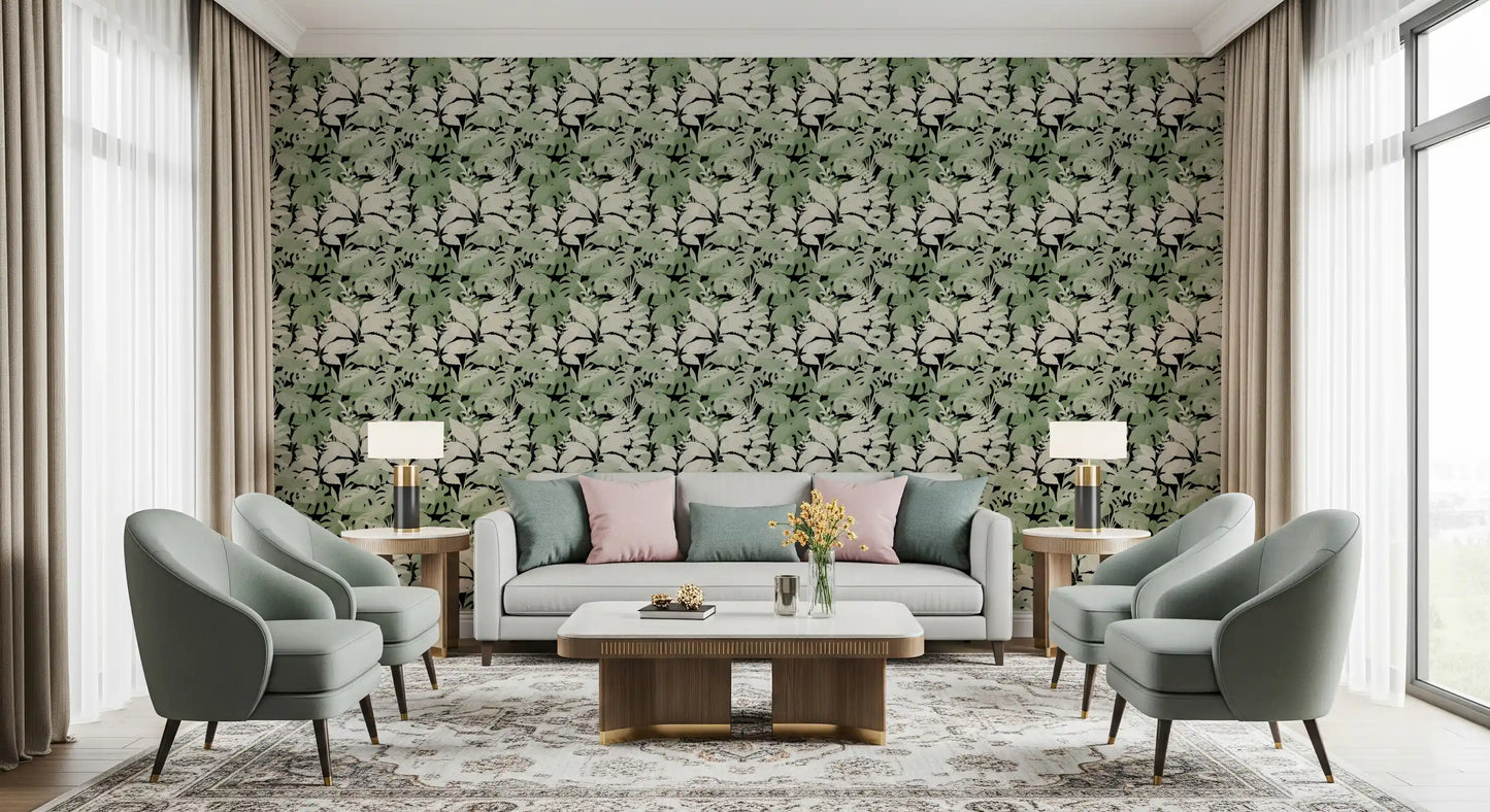 Botanical Noir Canopy Foliage Wallpaper⁠