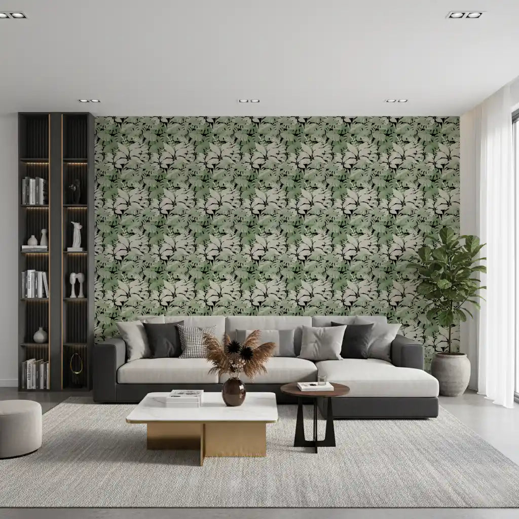 Botanical Noir Canopy Foliage Wallpaper⁠