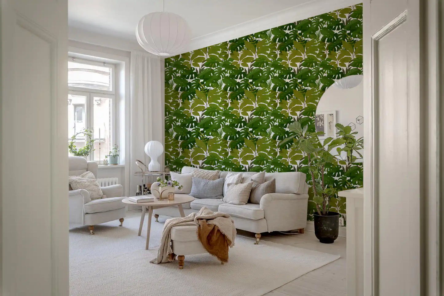 Lush Leaf Canopy Monstera Leaves Wallpaper⁠