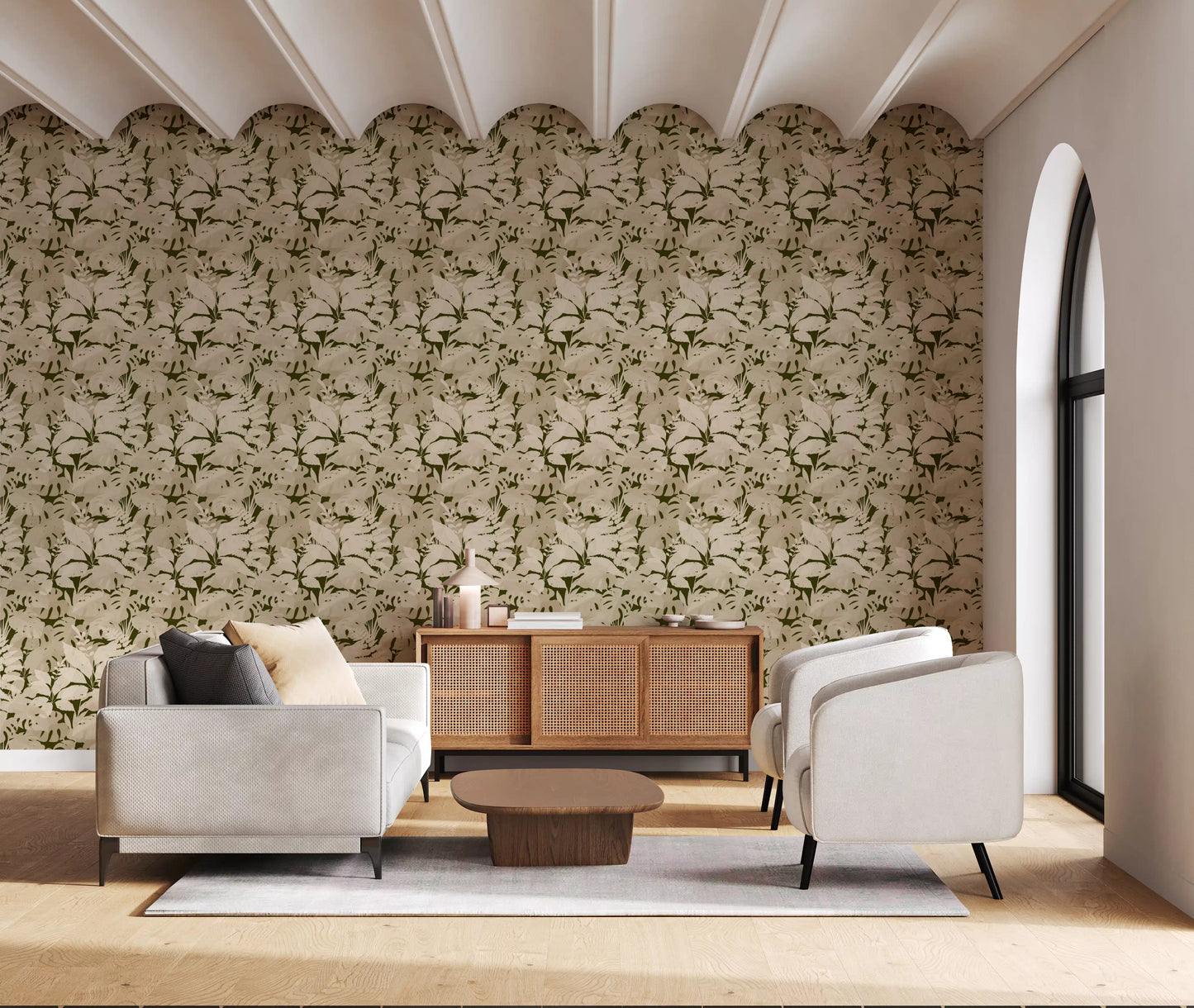 Serene Botanical Rustic Monstera  Wallpaper⁠