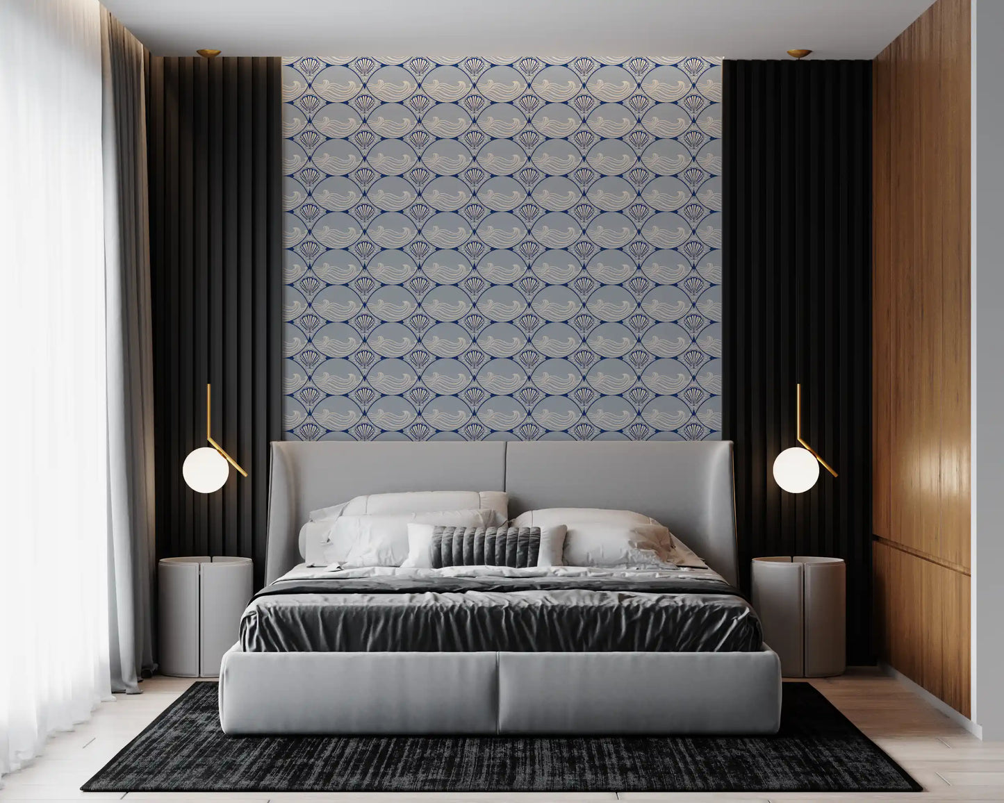 Art Deco Ocean Shells Wallpaper⁠