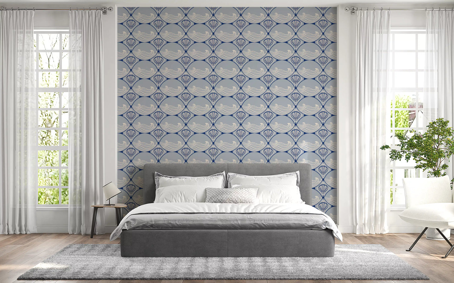 Art Deco Ocean Shells Wallpaper⁠