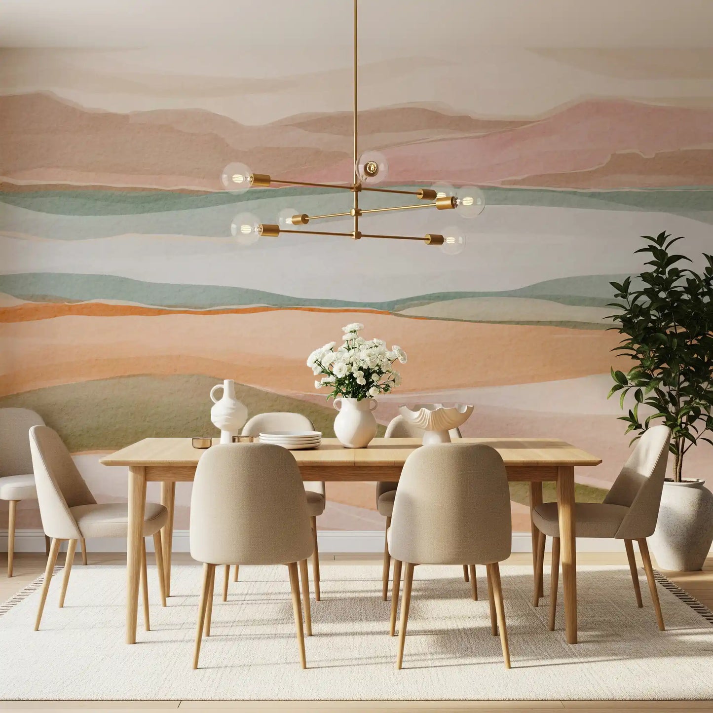 Earthen Wavescape Wall Mural