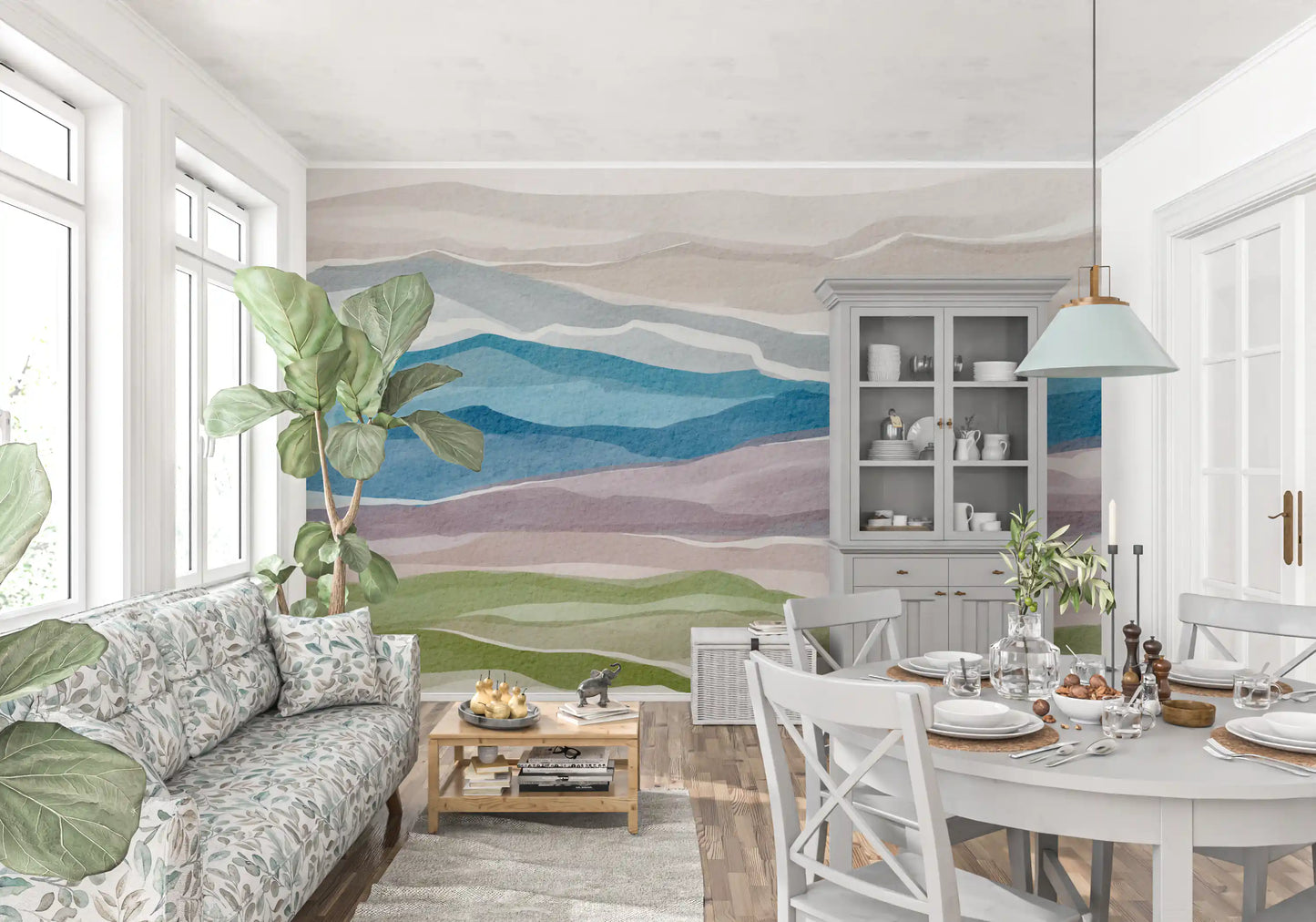 Serene Layered Horizons Wall Mural