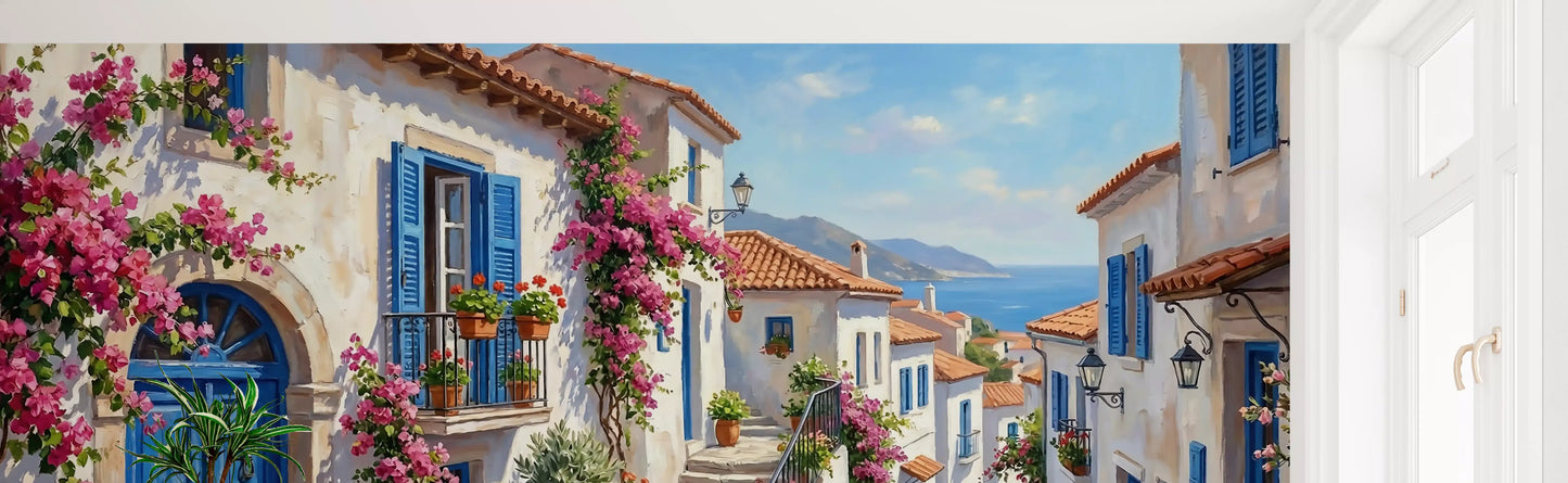 Cobalt & Bougainvillea Dreams Wall Mural
