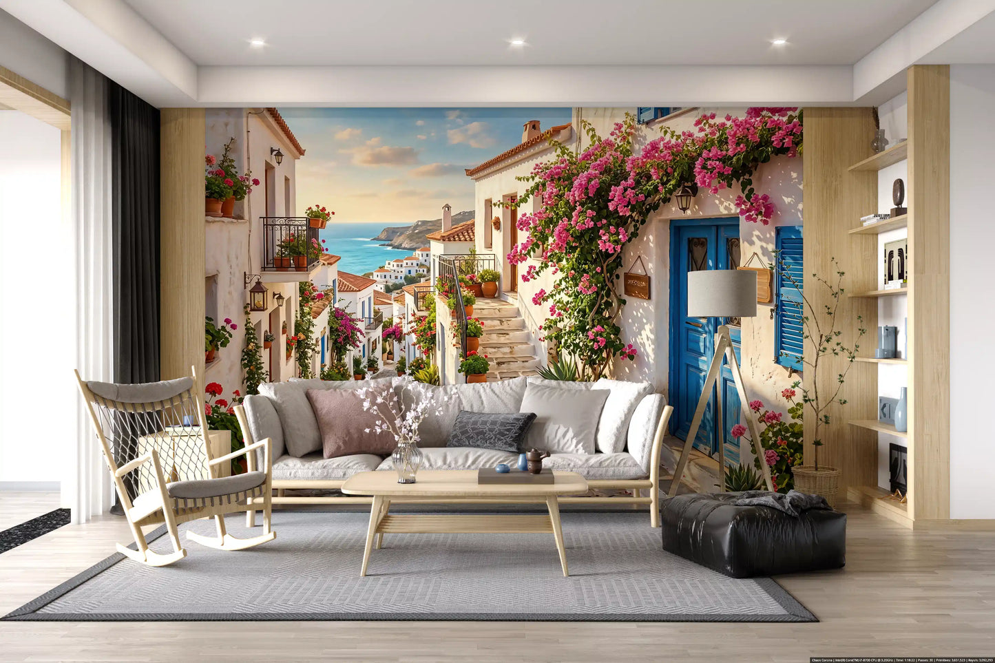 Bougainvillea Steps to the Aegean Wall Mural