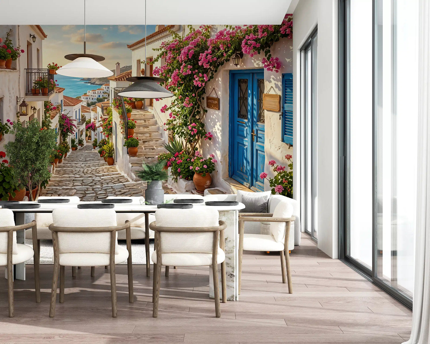 Bougainvillea Steps to the Aegean Wall Mural