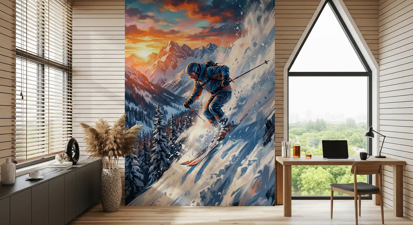 Alpine Adrenaline: Sunset Descent Wall Mural