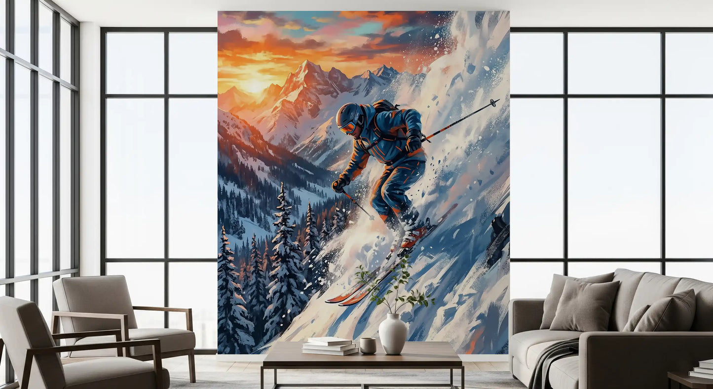 Alpine Adrenaline: Sunset Descent Wall Mural
