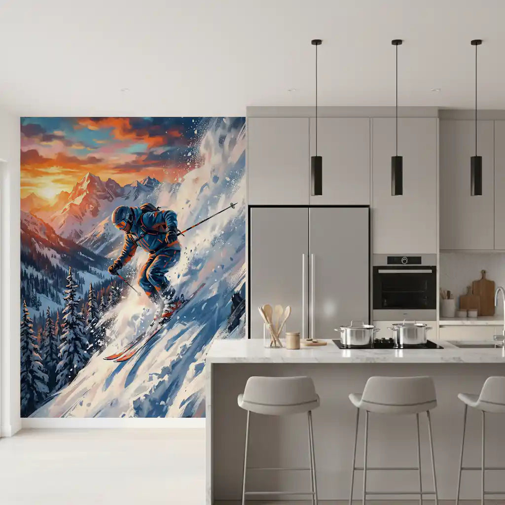 Alpine Adrenaline: Sunset Descent Wall Mural