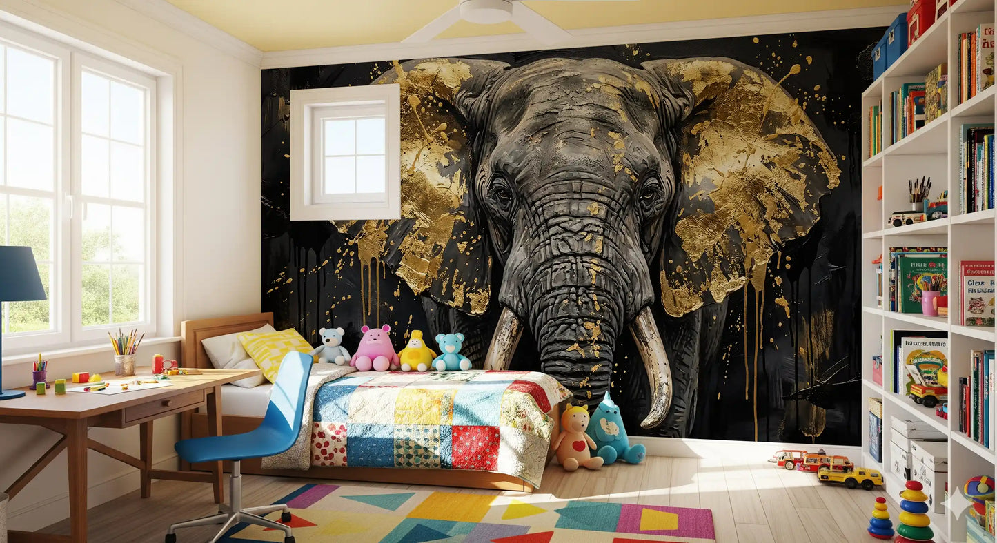 Golden Elephant Grandeur Wall Mural