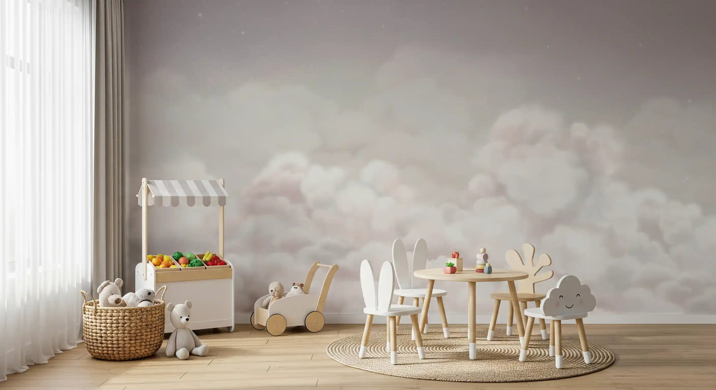 Calming Clouds Pink Wall Mural