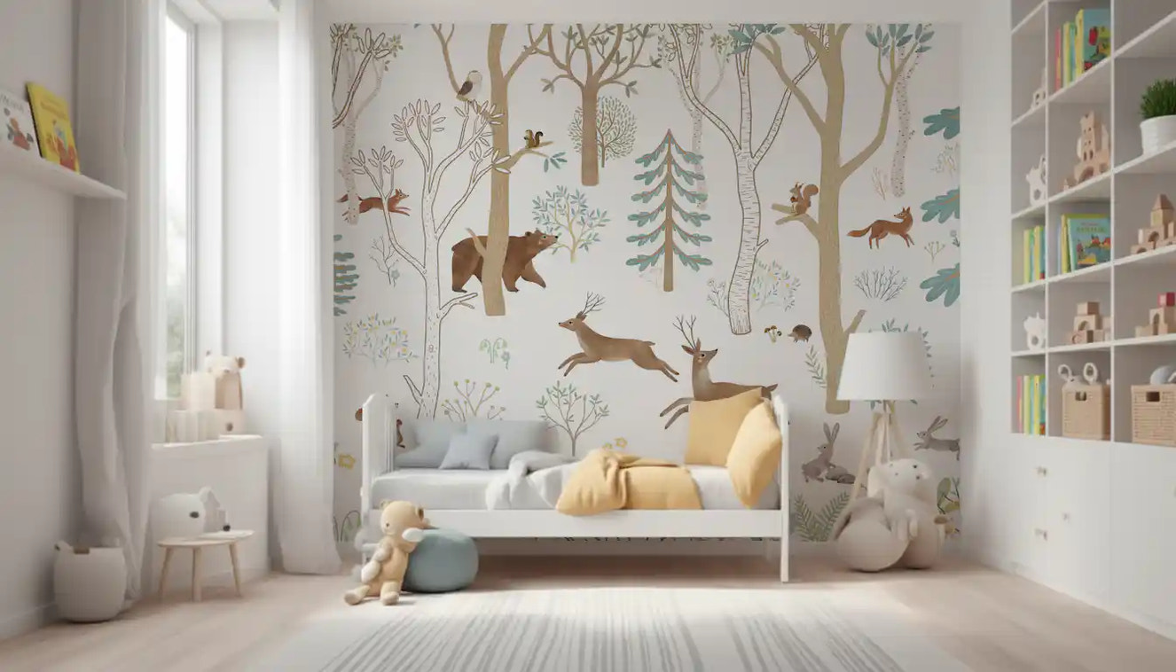 Frisky Forest Blue Wall Mural