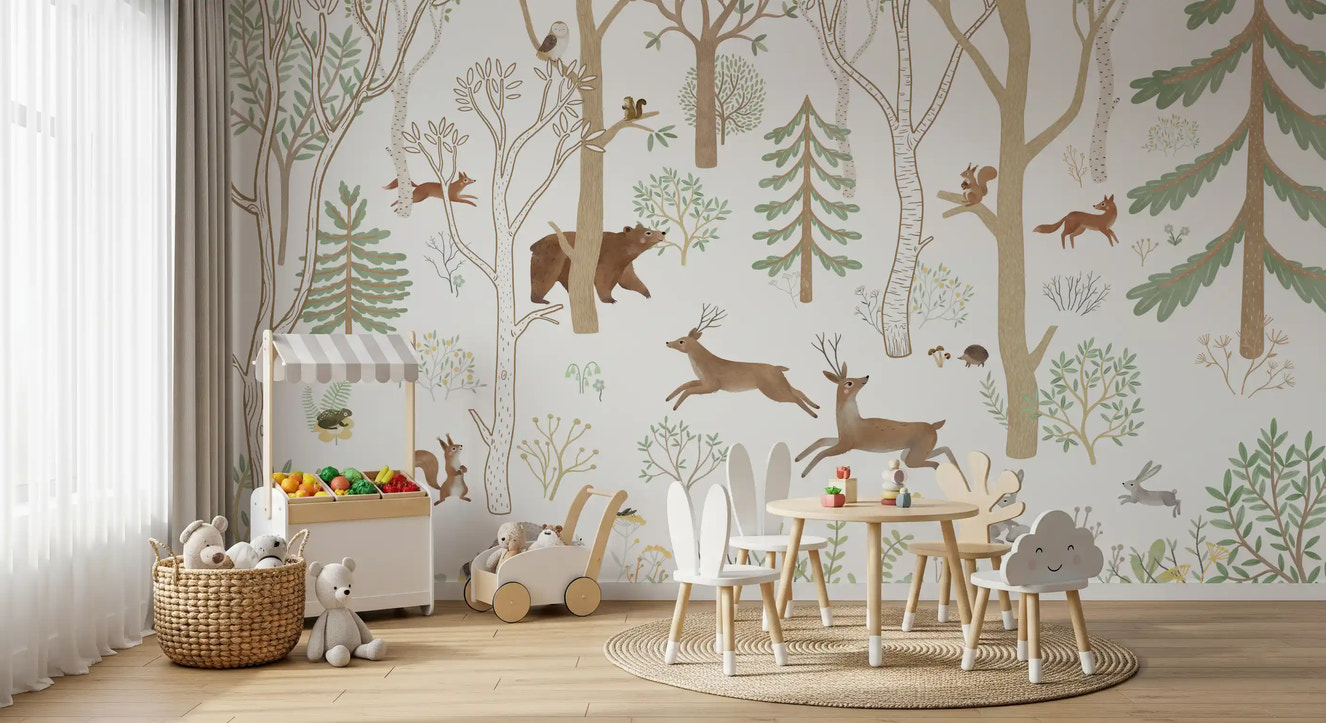 Frisky Forest Green Wall Mural