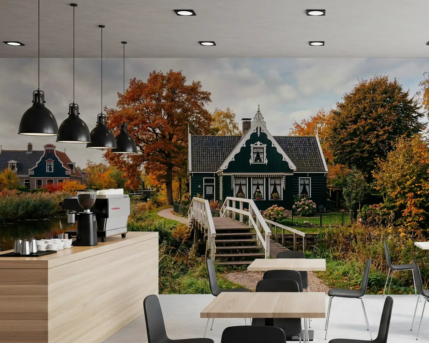 Dutch Autumn Canal Charm Wall Mural