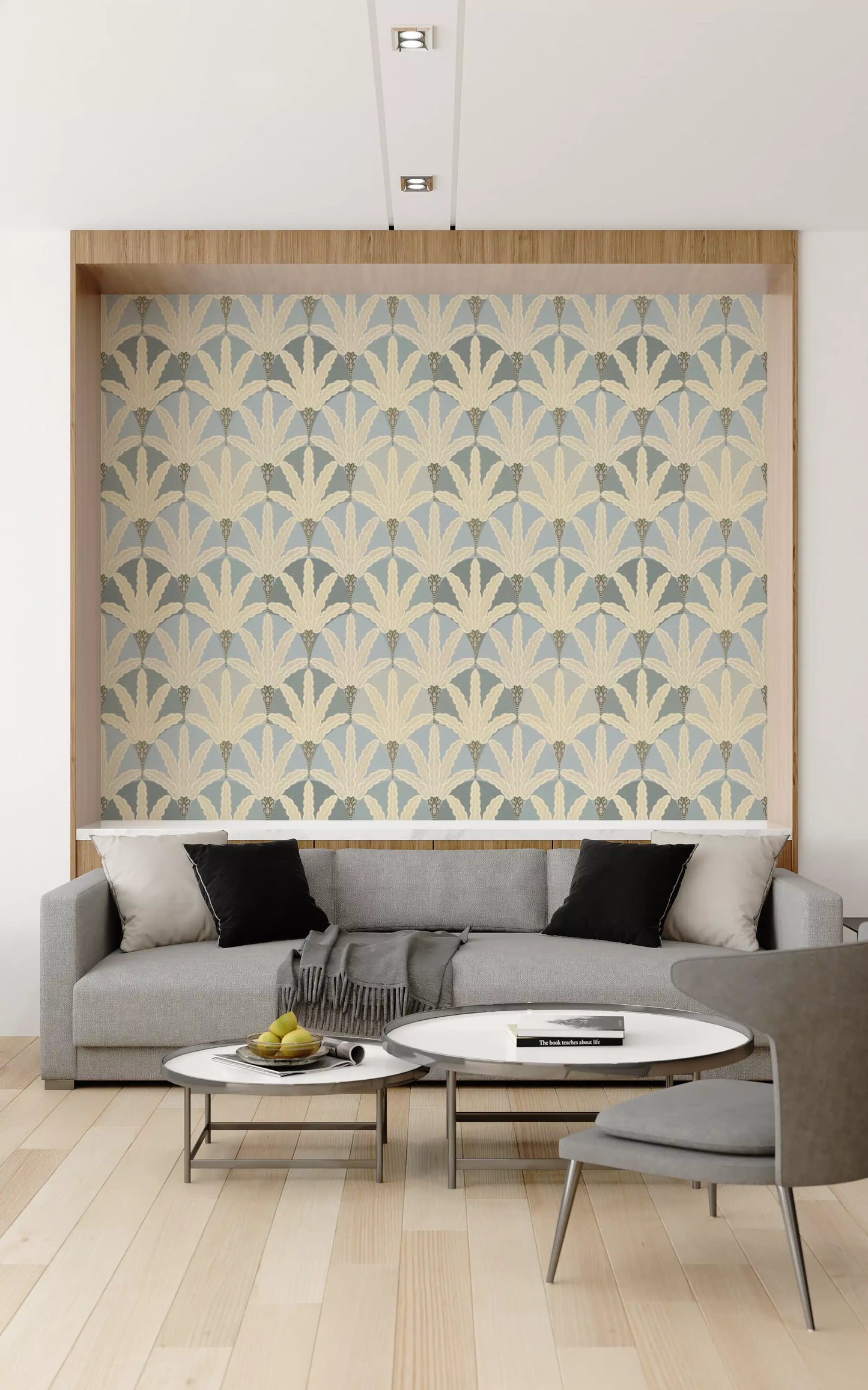 Serene Deco Foliage Wallpaper⁠