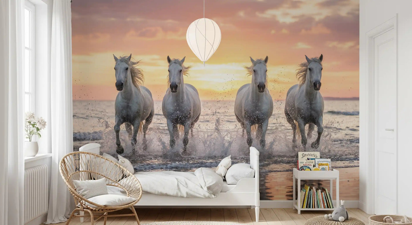 Wild Horses, Golden Shore Wall Mural