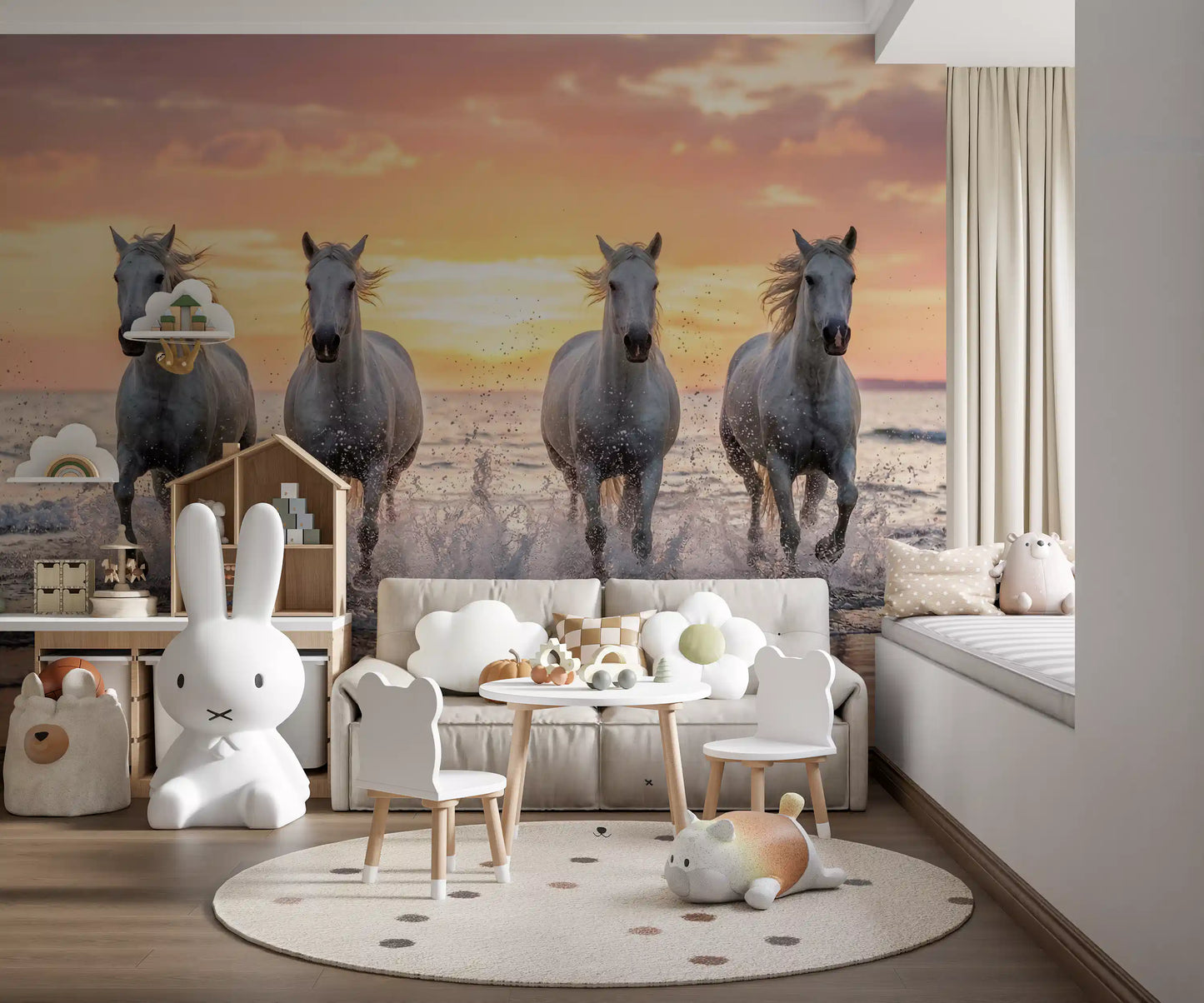 Wild Horses, Golden Shore Wall Mural