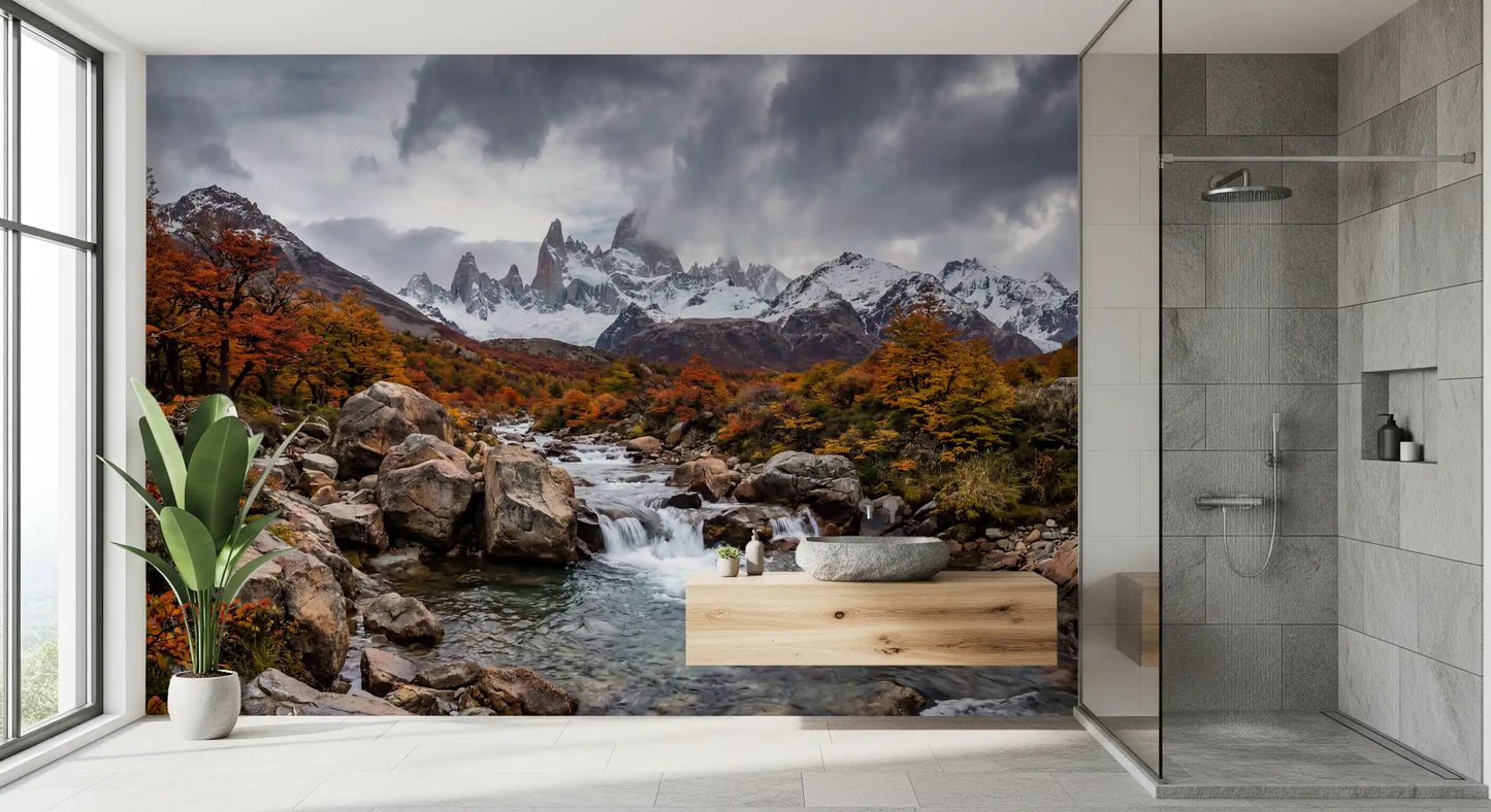 Alpine Autumn Cascade Wall Mural