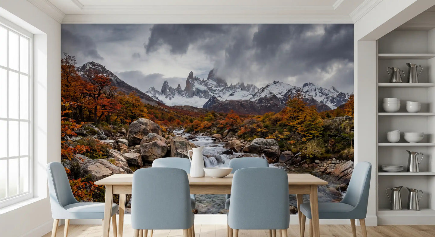 Alpine Autumn Cascade Wall Mural