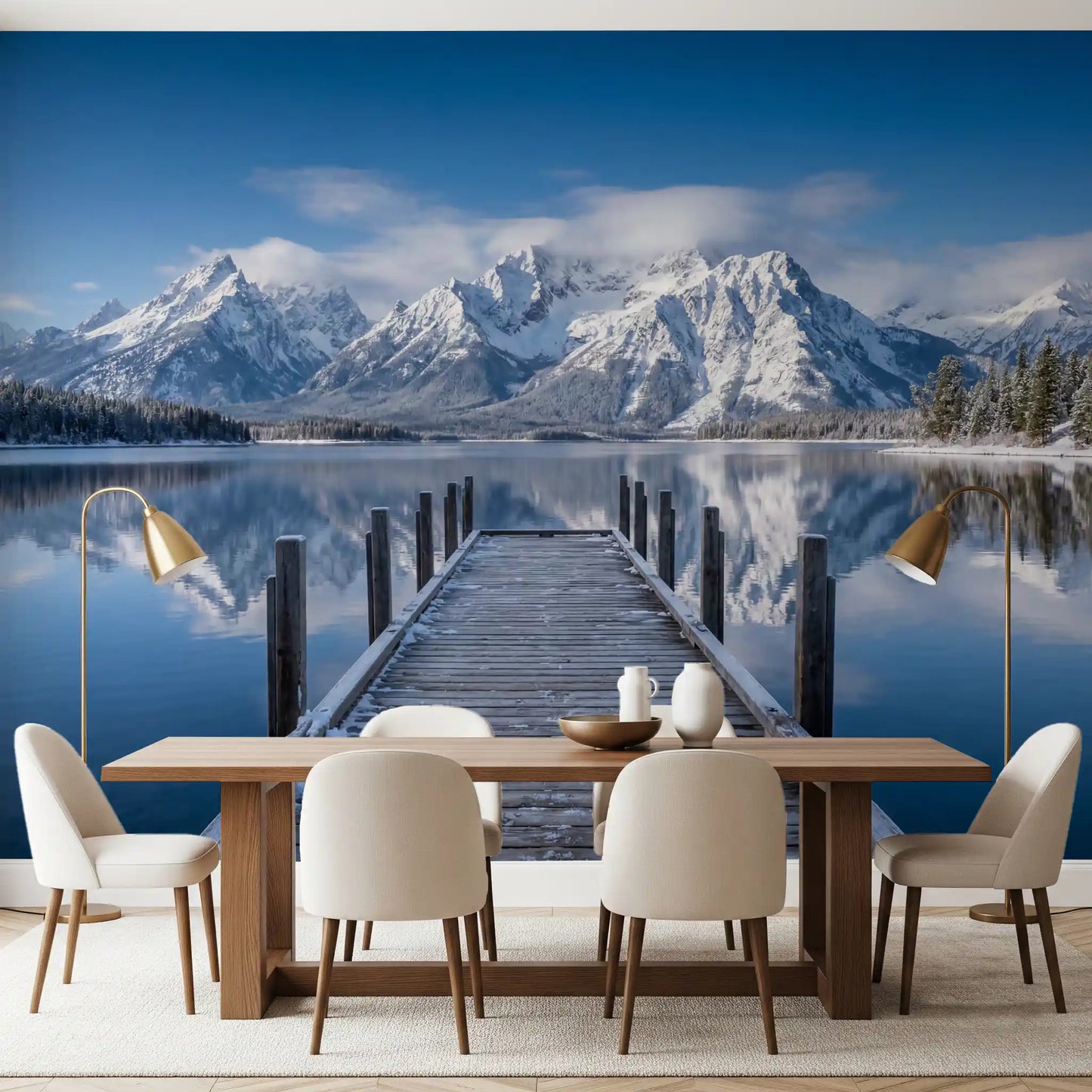 Winter Peaks Reflection Wall Mural