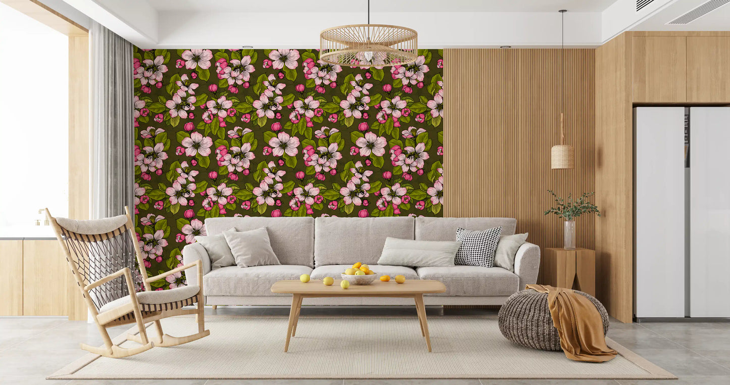 Apple blossom on green Wallpaper⁠