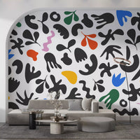 Creative office featuring Dynamic Shapes wall mural on white base