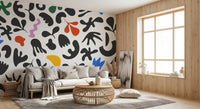Bold playful contrast across Dynamic Abstract wall mural surface