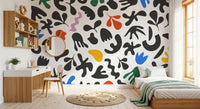 Kids bedroom with Dynamic Abstract Shapes wall mural in bold color
