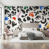 White-ground graphic repeat in Dynamic Shapes wall mural artwork