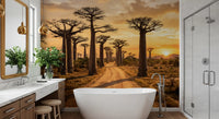 Bathroom featuring Golden Baobab wall mural and sunset trees