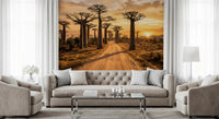 Scenic tree-lined horizon shown in Golden Path wall mural artwork