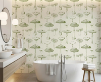 Calm cream surface with Forest mushroom motifs and fine detailing