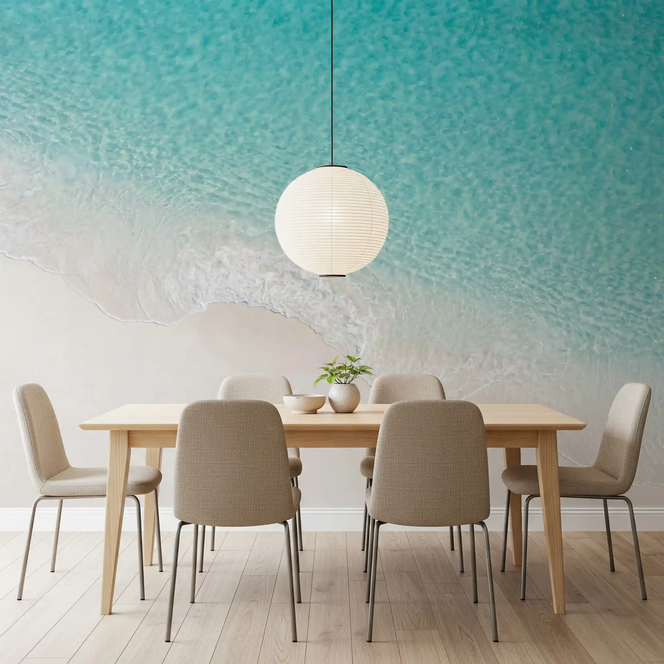 Dining room Aqua Shoreline Bliss wall mural coastal water view