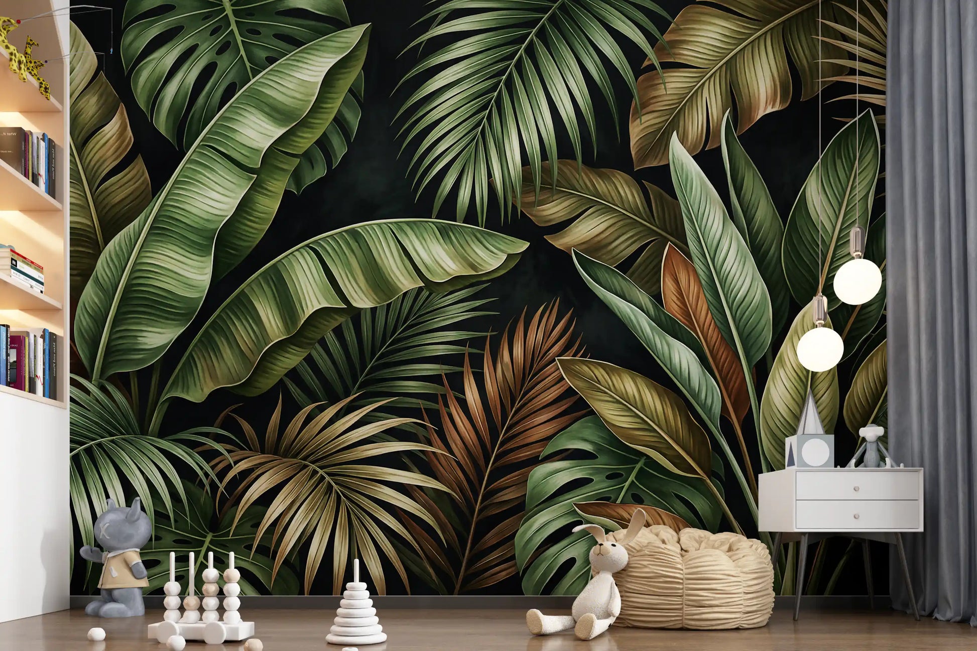 Green foliage wall mural Botanical Design natural theme