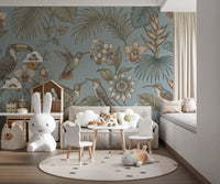 Delicate birds define this Tropical Birds Serenity Wall Mural beautifully