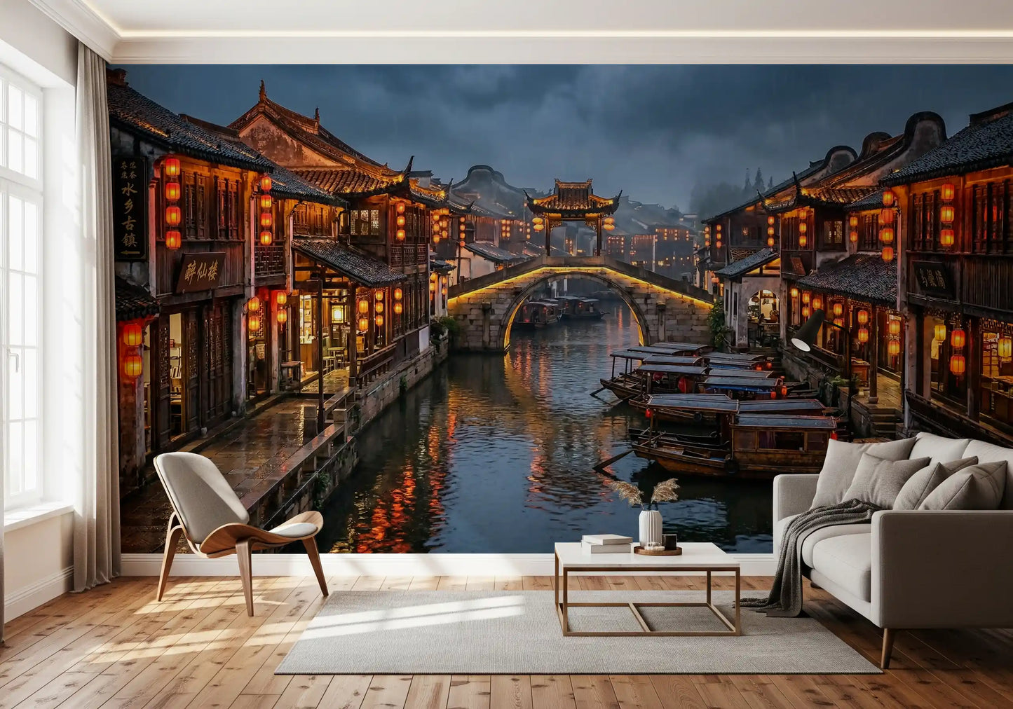 Lantern Reflections in Old Town Wall Mural