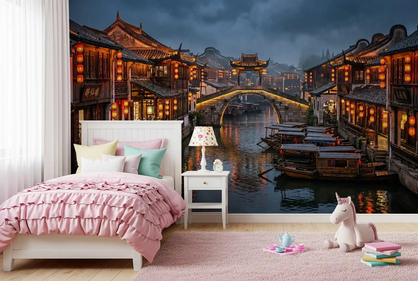 Lantern Reflections in Old Town Wall Mural