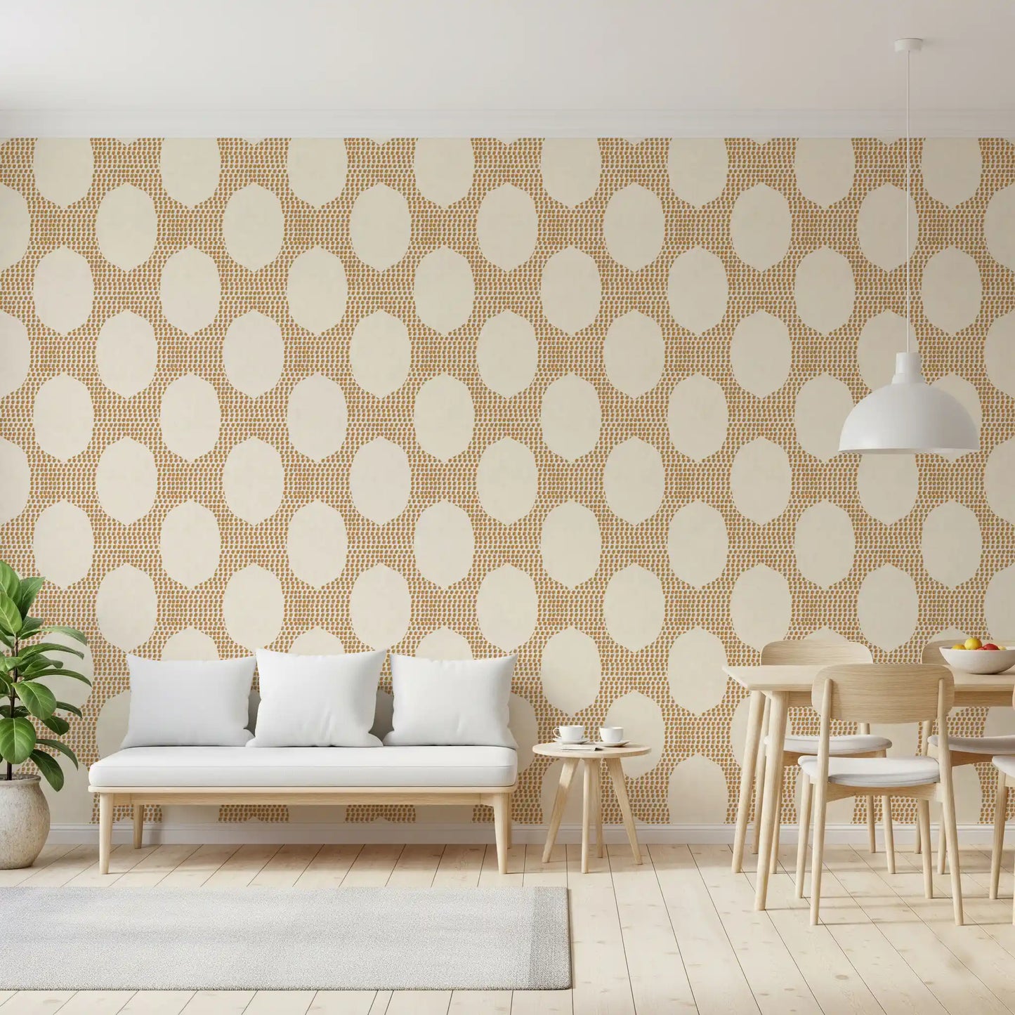 Beachy Boho Golden Mosaic Wallpaper⁠