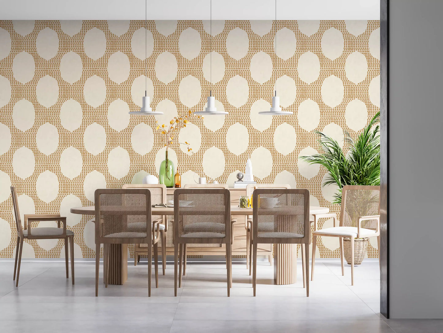 Beachy Boho Golden Mosaic Wallpaper⁠